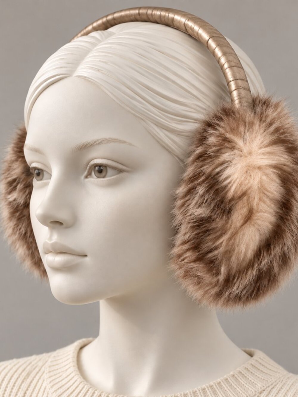 NWT Aerie Womens faux fur ear muff in stone